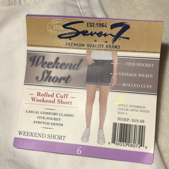 NWT Seven7 The Weekend Shorts Cotton Blend Stretch Shorts Size 6 - Picture 4 of 9